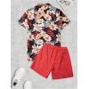 image:imageGORGLITTER Mens Beach Vacation Outfits 2 Piece Short Sleeve Button Down Tropical Shirts and Hawaiian Shorts SetsRed