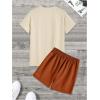 image:imageGORGLITTER Mens Casual Outfits Short Sleeve Graphic Tees and Drawstring Waist Pocket Track Shorts Tracksuit SetApricot
