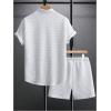 image:imageGORGLITTER Mens Cruise Outfit 2 Piece Shorts Set Short Sleeve Button Down Shirt and Knit Short with PocketsWhite