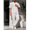 image:imageGORGLITTER Mens Linen Sets Short Sleeve Button Down Cuban Shirts and Pants Set Summer Vacation Cruise OutfitsWhite