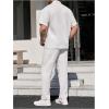 image:imageGORGLITTER Mens Linen Sets Short Sleeve Button Down Cuban Shirts and Pants Set Summer Vacation Cruise OutfitsWhite