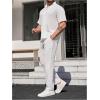 image:imageGORGLITTER Mens Linen Sets Short Sleeve Button Down Cuban Shirts and Pants Set Summer Vacation Cruise OutfitsWhite
