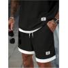 image:imageGORGLITTER Mens Sets 2 Piece Outfits Casual Drop Shoulder Short Sleeve T Shirt and Elastic Waist Shorts SetBlack