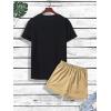image:imageGORGLITTER Mens Summer Beach Outfits Graphic Tee and Drawstring Waist Cool Shorts Sets Drippy ClothesBlack and Brown