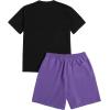 image:imageGORGLITTER Mens Summer Beach Outfits Graphic Tee and Drawstring Waist Cool Shorts Sets Drippy ClothesPurple