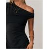 image:imageGORGLITTER Womens Asymmetrical Mini Tank Vacation Dress 2025 Short Sleeve Skinny Evening DressesBlack