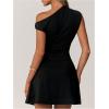 image:imageGORGLITTER Womens Asymmetrical Mini Tank Vacation Dress 2025 Short Sleeve Skinny Evening DressesBlack