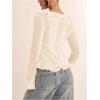 image:imageGORGLITTER Womens Bell Sleeve Mesh Sheer Top Tie Front Ruffle See Through Going Out Blouses Vacation Holiday OutfitsApricot