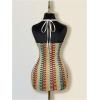 image:imageGORGLITTER Womens Boho Halter Bodycon Mini Dress Sleeveless Tie Backless Vacation Beach Short Dresses 2026Multicolor