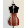 image:imageGORGLITTER Womens Boho Halter Bodycon Mini Dress Sleeveless Tie Backless Vacation Beach Short Dresses 2026Multicolor Red