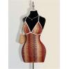 image:imageGORGLITTER Womens Boho Halter Bodycon Mini Dress Sleeveless Tie Backless Vacation Beach Short Dresses 2026Multicolor Red
