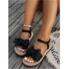 image:imageGORGLITTER Womens Bow Ankle Strap Sandals Dressy Cute Summer Open Toe Slip On Slides Vacation Sandal ShoesBlack