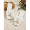 image:imageGORGLITTER Womens Bow Dress Flat Sandals Cute Square Open Toe Dressy Vacation Wedding Summer Slip On Slide SandalsWhite Bow