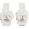 image:imageGORGLITTER Womens Bow Dress Flat Sandals Cute Square Open Toe Dressy Vacation Wedding Summer Slip On Slide SandalsWhite Bow