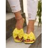 image:imageGORGLITTER Womens Bow Dress Flat Sandals Cute Square Open Toe Dressy Vacation Wedding Summer Slip On Slide SandalsYellow