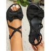 image:imageGORGLITTER Womens Bow Flat Sandals Dressy Summer Beach Vacation Open Toe Ankle Strap Summer Vacation Slides ShoesBlack