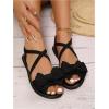 image:imageGORGLITTER Womens Bow Flat Sandals Dressy Summer Beach Vacation Open Toe Ankle Strap Summer Vacation Slides ShoesBlack