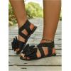 image:imageGORGLITTER Womens Bow Flat Sandals Dressy Summer Beach Vacation Open Toe Ankle Strap Summer Vacation Slides ShoesBlack Wide