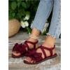 image:imageGORGLITTER Womens Bow Flat Sandals Dressy Summer Beach Vacation Open Toe Ankle Strap Summer Vacation Slides ShoesBurgundy