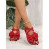 image:imageGORGLITTER Womens Bow Flat Sandals Dressy Summer Beach Vacation Open Toe Ankle Strap Summer Vacation Slides ShoesRed