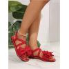 image:imageGORGLITTER Womens Bow Flat Sandals Dressy Summer Beach Vacation Open Toe Ankle Strap Summer Vacation Slides ShoesRed