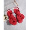 image:imageGORGLITTER Womens Bow Flat Sandals Dressy Summer Beach Vacation Open Toe Ankle Strap Summer Vacation Slides ShoesRed