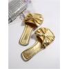 image:imageGORGLITTER Womens Bow Sandals Comfortable Cute Flat Sandals Slip On Slide Sandals for Beach Wedding VacationBow Gold
