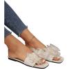 image:imageGORGLITTER Womens Bow Sandals Comfortable Cute Flat Sandals Slip On Slide Sandals for Beach Wedding VacationSolid Beige