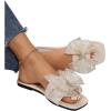image:imageGORGLITTER Womens Bow Sandals Comfortable Cute Flat Sandals Slip On Slide Sandals for Beach Wedding VacationSolid Beige