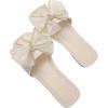 image:imageGORGLITTER Womens Bow Sandals Comfortable Cute Flat Sandals Slip On Slide Sandals for Beach Wedding VacationSolid Beige