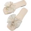 image:imageGORGLITTER Womens Bow Sandals Comfortable Cute Flat Sandals Slip On Slide Sandals for Beach Wedding VacationSolid Beige