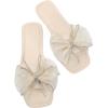 image:imageGORGLITTER Womens Bow Sandals Comfortable Cute Flat Sandals Slip On Slide Sandals for Beach Wedding VacationSolid Beige