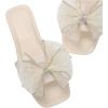 image:imageGORGLITTER Womens Bow Sandals Comfortable Cute Flat Sandals Slip On Slide Sandals for Beach Wedding VacationSolid Beige