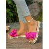 image:imageGORGLITTER Womens Bow Sandals Cute Summer Straw Rattan Dressy Boho Open Toe Beach Vacation Shoes Slides 2026Hot Pink Bow