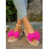 image:imageGORGLITTER Womens Bow Sandals Cute Summer Straw Rattan Dressy Boho Open Toe Beach Vacation Shoes Slides 2026Hot Pink Bow
