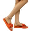 image:imageGORGLITTER Womens Bow Sandals Cute Summer Straw Rattan Dressy Boho Open Toe Beach Vacation Shoes Slides 2026Orange