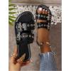 image:imageGORGLITTER Womens Buckle Leather Flats Sandals Dressy Double Strap Punk Open Toe Summer Beach Vacation Slides SandalsBlack