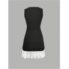 image:imageGORGLITTER Womens Color Block Pleated Mini Dress Ruffle Sleeveless Blazer Dress Business Casual Bodycon Bubble DressesBlack and White