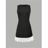 image:imageGORGLITTER Womens Color Block Pleated Mini Dress Ruffle Sleeveless Blazer Dress Business Casual Bodycon Bubble DressesBlack and White