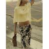 image:imageGORGLITTER Womens Crochet Cover Up Tops Cropped Sheer Poncho Shawl Cape Top Summer Beach Vacation Outfits 2026Light Yellow