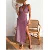 image:imageGORGLITTER Womens Crochet Maxi Dress Halter Knit Backless Swimsuit 2026 Vacation Summer Bathing Suit Beach Cover UpsPink