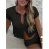 image:imageGORGLITTER Womens Crochet Short Sets Short Sleeve Button Down Cardigan Top and Shorts Vacation OutfitsBlack