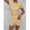 image:imageGORGLITTER Womens Crochet Short Sets Short Sleeve Button Down Cardigan Top and Shorts Vacation OutfitsKhaki