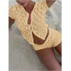 image:imageGORGLITTER Womens Crochet Short Sets Short Sleeve Button Down Cardigan Top and Shorts Vacation OutfitsKhaki