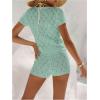 image:imageGORGLITTER Womens Crochet Short Sets Short Sleeve Button Down Cardigan Top and Shorts Vacation OutfitsMint Green
