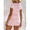 image:imageGORGLITTER Womens Crochet Short Sets Short Sleeve Button Down Cardigan Top and Shorts Vacation OutfitsPink