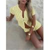 image:imageGORGLITTER Womens Crochet Short Sets Short Sleeve Button Down Cardigan Top and Shorts Vacation OutfitsYellow