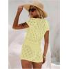 image:imageGORGLITTER Womens Crochet Short Sets Short Sleeve Button Down Cardigan Top and Shorts Vacation OutfitsYellow