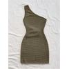 image:imageGORGLITTER Womens Crochet Vacation Dress Boho Cut Out Sundresses One Shoulder Sleeveless Summer Beach Mini DressesArmy Green