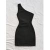 image:imageGORGLITTER Womens Crochet Vacation Dress Boho Cut Out Sundresses One Shoulder Sleeveless Summer Beach Mini DressesBlack